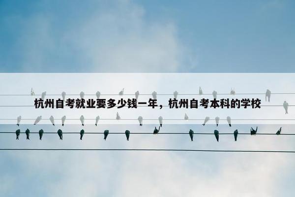 杭州自考就业要多少钱一年，杭州自考本科的学校