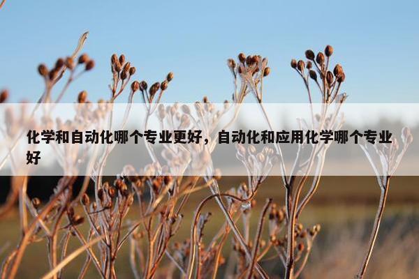 化学和自动化哪个专业更好，自动化和应用化学哪个专业好