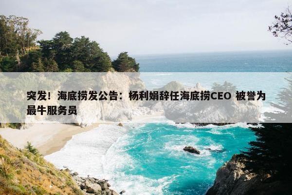 突发！海底捞发公告：杨利娟辞任海底捞CEO 被誉为最牛服务员
