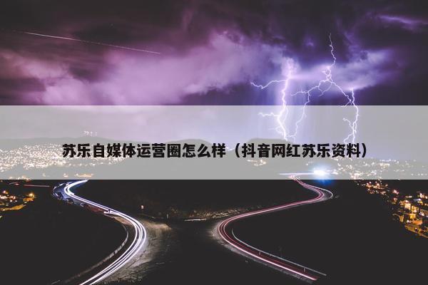 苏乐自媒体运营圈怎么样（抖音网红苏乐资料）