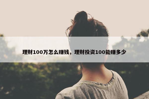 理财100万怎么赚钱，理财投资100能赚多少