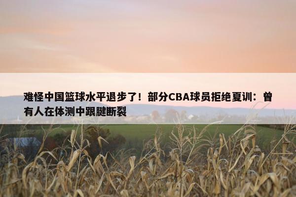 难怪中国篮球水平退步了！部分CBA球员拒绝夏训：曾有人在体测中跟腱断裂