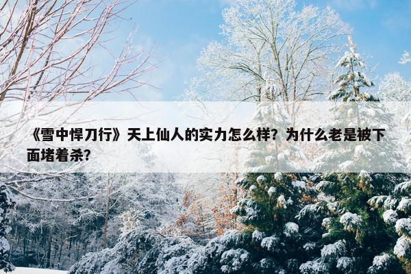 《雪中悍刀行》天上仙人的实力怎么样？为什么老是被下面堵着杀？