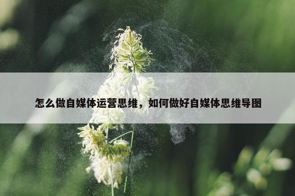 怎么做自媒体运营思维，如何做好自媒体思维导图