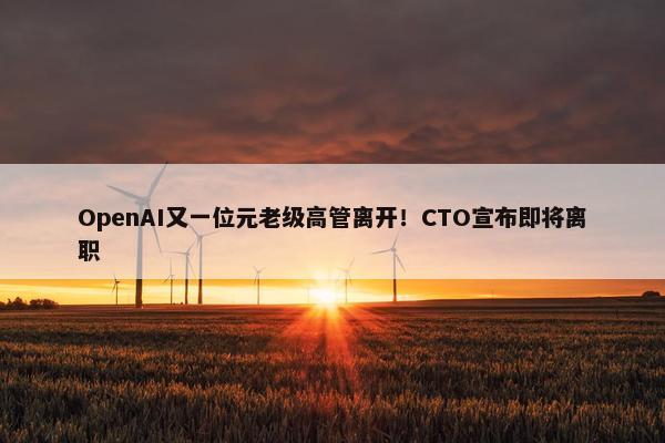 OpenAI又一位元老级高管离开！CTO宣布即将离职 