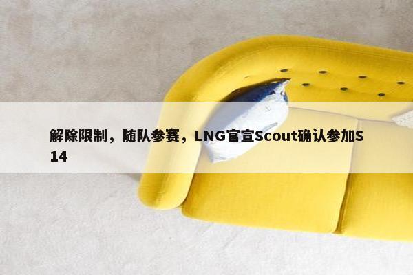 解除限制，随队参赛，LNG官宣Scout确认参加S14