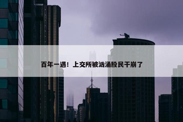 百年一遇！上交所被汹涌股民干崩了