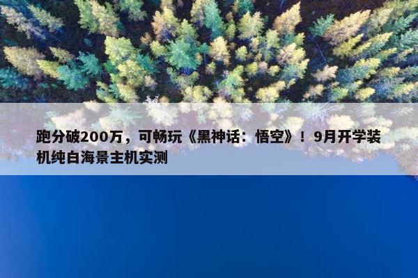 跑分破200万，可畅玩《黑神话：悟空》！9月开学装机纯白海景主机实测