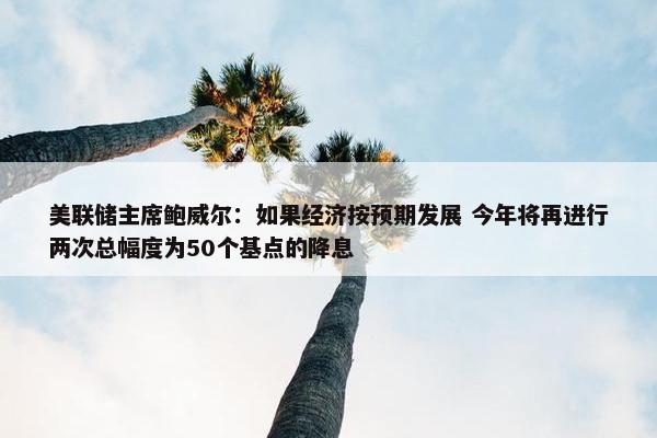 美联储主席鲍威尔：如果经济按预期发展 今年将再进行两次总幅度为50个基点的降息