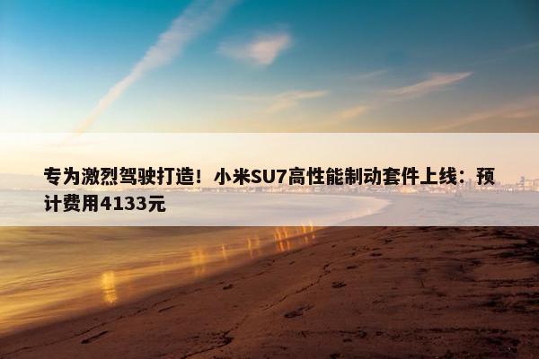 专为激烈驾驶打造！小米SU7高性能制动套件上线：预计费用4133元