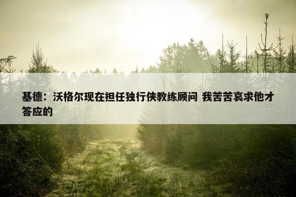 基德：沃格尔现在担任独行侠教练顾问 我苦苦哀求他才答应的