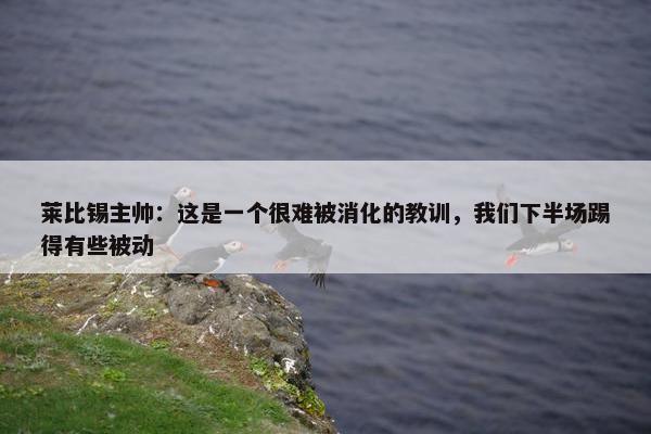 莱比锡主帅：这是一个很难被消化的教训，我们下半场踢得有些被动