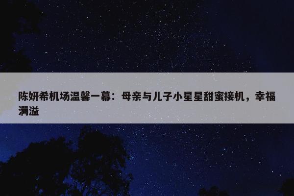 陈妍希机场温馨一幕：母亲与儿子小星星甜蜜接机，幸福满溢