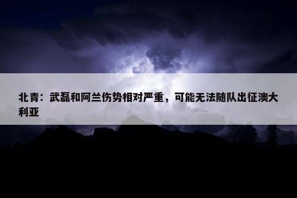 北青：武磊和阿兰伤势相对严重，可能无法随队出征澳大利亚