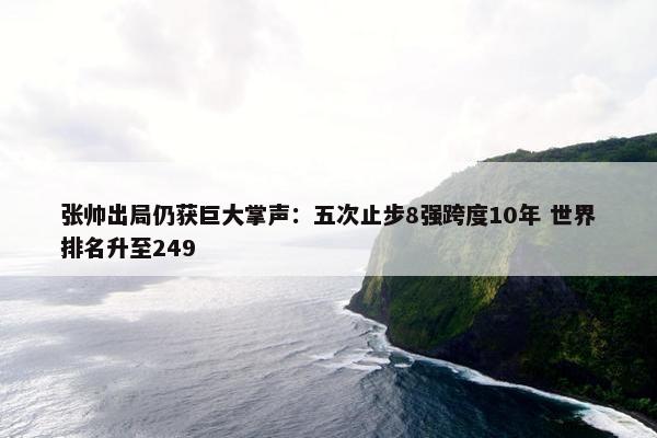 张帅出局仍获巨大掌声：五次止步8强跨度10年 世界排名升至249