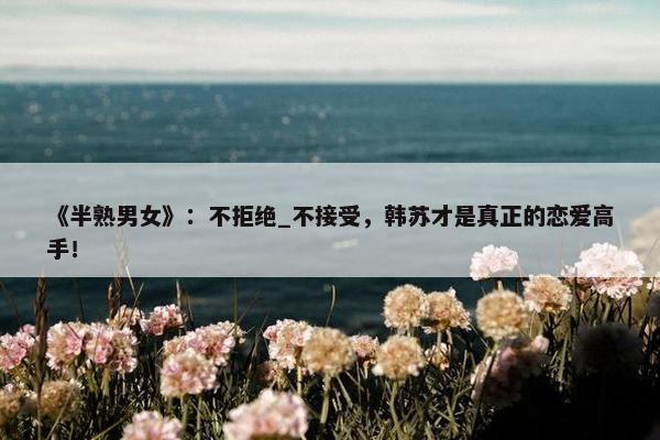 《半熟男女》：不拒绝_不接受，韩苏才是真正的恋爱高手！