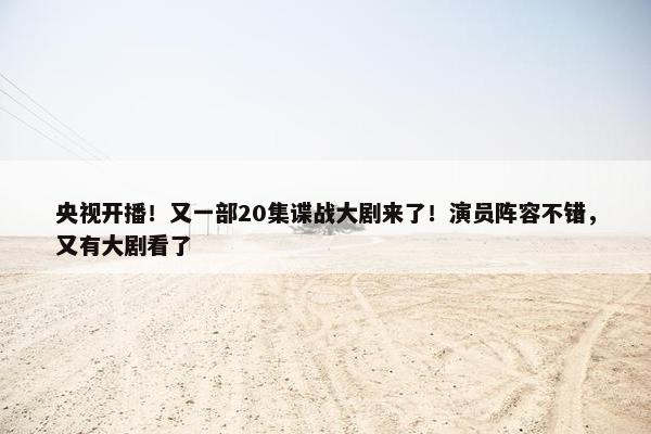 央视开播！又一部20集谍战大剧来了！演员阵容不错，又有大剧看了