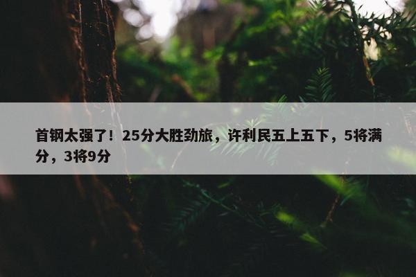 首钢太强了！25分大胜劲旅，许利民五上五下，5将满分，3将9分