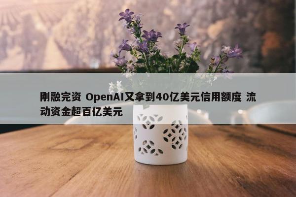 刚融完资 OpenAI又拿到40亿美元信用额度 流动资金超百亿美元