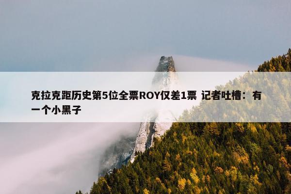 克拉克距历史第5位全票ROY仅差1票 记者吐槽：有一个小黑子