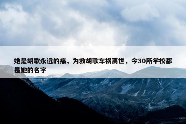 她是胡歌永远的痛，为救胡歌车祸离世，今30所学校都是她的名字