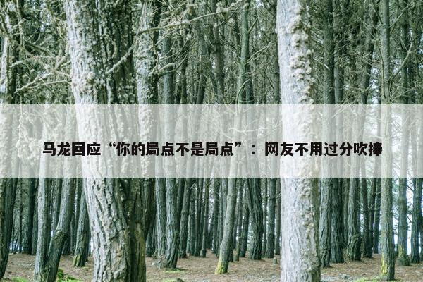 马龙回应“你的局点不是局点”：网友不用过分吹捧