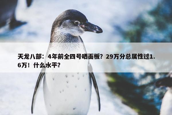 天龙八部：4年前全四号晒面板？29万分总属性过1.6万！什么水平？