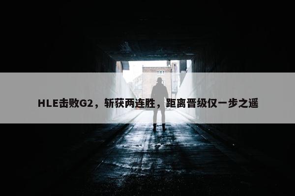 HLE击败G2，斩获两连胜，距离晋级仅一步之遥