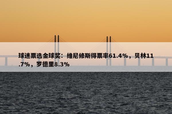 球迷票选金球奖：维尼修斯得票率61.4%，贝林11.7%，罗德里8.3%