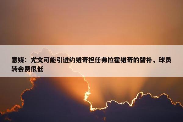 意媒：尤文可能引进约维奇担任弗拉霍维奇的替补，球员转会费很低