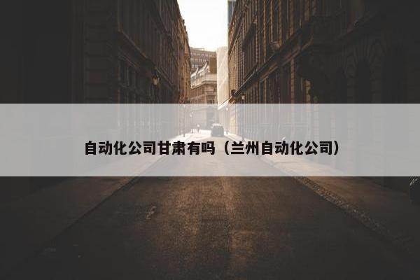 自动化公司甘肃有吗（兰州自动化公司）