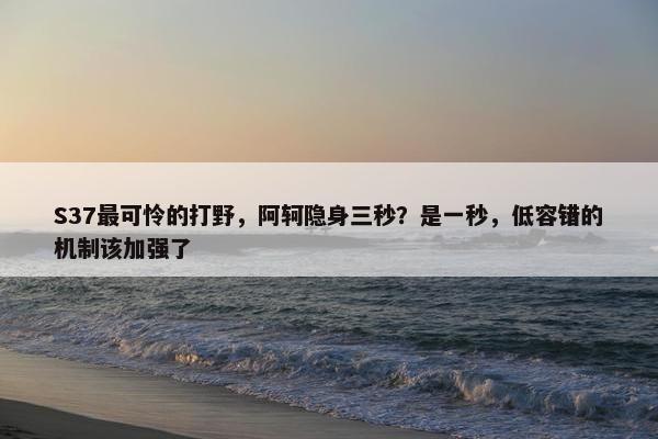 S37最可怜的打野，阿轲隐身三秒？是一秒，低容错的机制该加强了