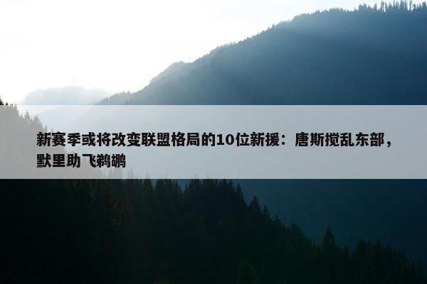 新赛季或将改变联盟格局的10位新援：唐斯搅乱东部，默里助飞鹈鹕