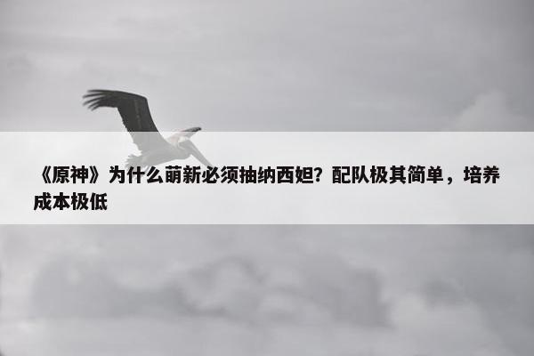 《原神》为什么萌新必须抽纳西妲？配队极其简单，培养成本极低