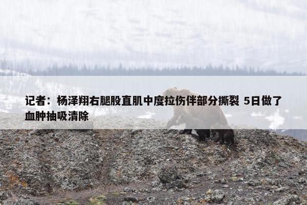 记者：杨泽翔右腿股直肌中度拉伤伴部分撕裂 5日做了血肿抽吸清除