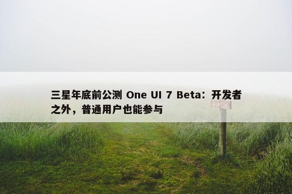 三星年底前公测 One UI 7 Beta：开发者之外，普通用户也能参与