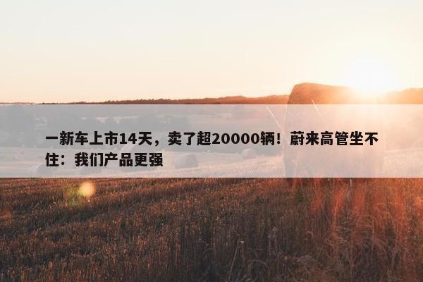 一新车上市14天，卖了超20000辆！蔚来高管坐不住：我们产品更强