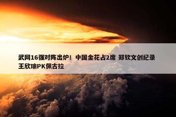 武网16强对阵出炉！中国金花占2席 郑钦文创纪录 王欣瑜PK佩古拉