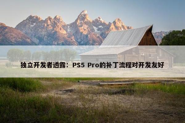 独立开发者透露：PS5 Pro的补丁流程对开发友好