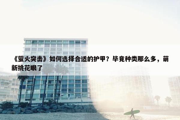 《萤火突击》如何选择合适的护甲？毕竟种类那么多，萌新挑花眼了