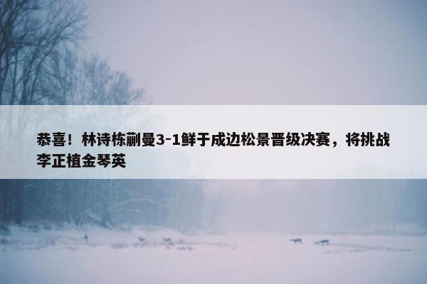 恭喜！林诗栋蒯曼3-1鲜于成边松景晋级决赛，将挑战李正植金琴英