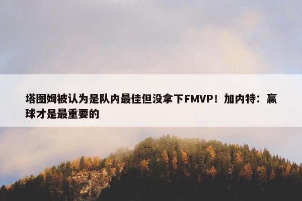 塔图姆被认为是队内最佳但没拿下FMVP！加内特：赢球才是最重要的