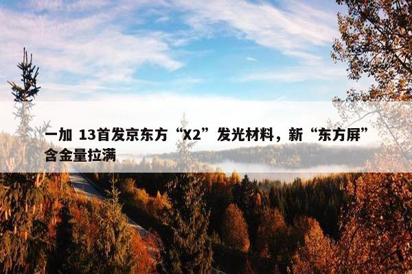 一加 13首发京东方“X2”发光材料，新“东方屏”含金量拉满