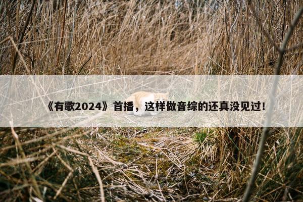 《有歌2024》首播，这样做音综的还真没见过！