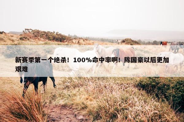 新赛季第一个绝杀！100%命中率啊！陈国豪以后更加艰难