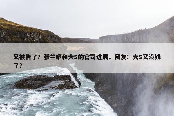 又被告了？张兰晒和大S的官司进展，网友：大S又没钱了？