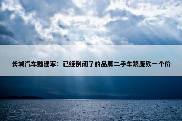 长城汽车魏建军：已经倒闭了的品牌二手车跟废铁一个价