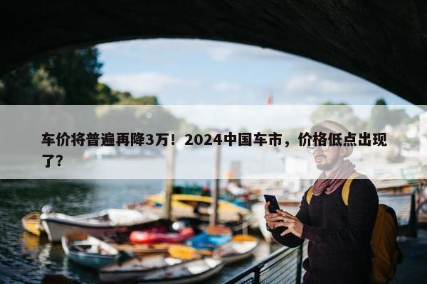 车价将普遍再降3万！2024中国车市，价格低点出现了？