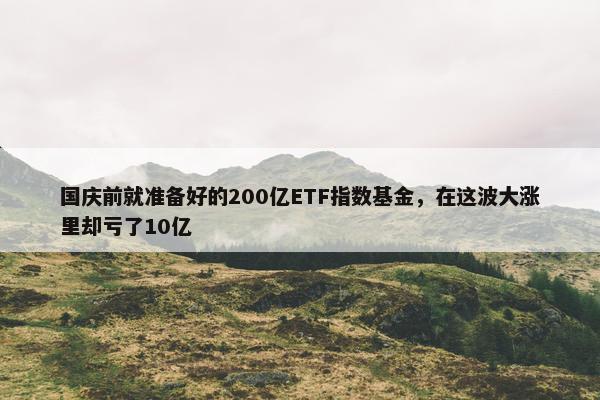 国庆前就准备好的200亿ETF指数基金，在这波大涨里却亏了10亿