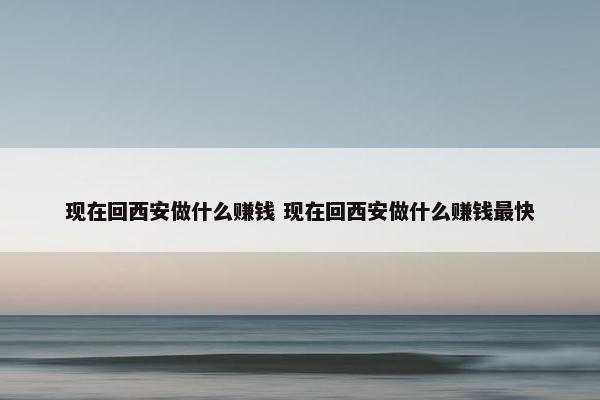 现在回西安做什么赚钱 现在回西安做什么赚钱最快